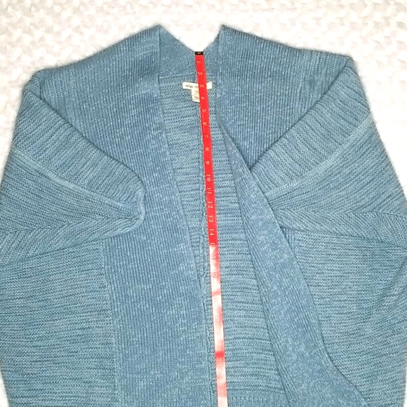 indigo thread co. Large Long Open Blue and White Cardigan - Picture 10 of 11